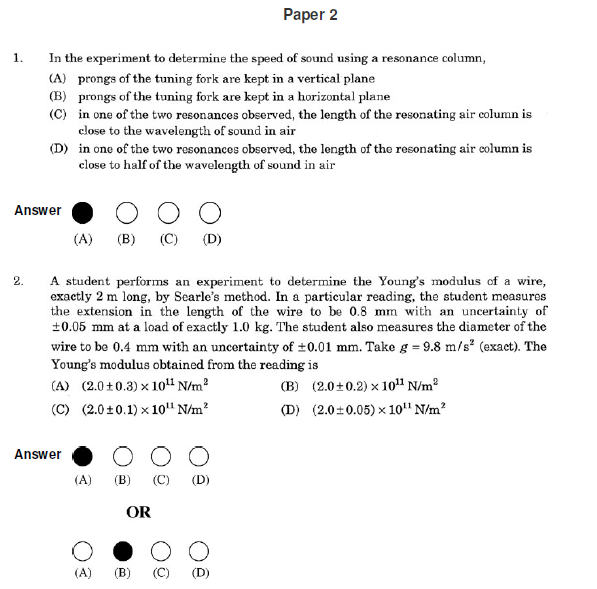 JEE Advanced Sample Question Paper Set 2 2007 With Answers JEE (Main ...